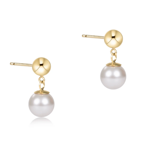 Classic 8mm Ball Drop Stud - Pearl