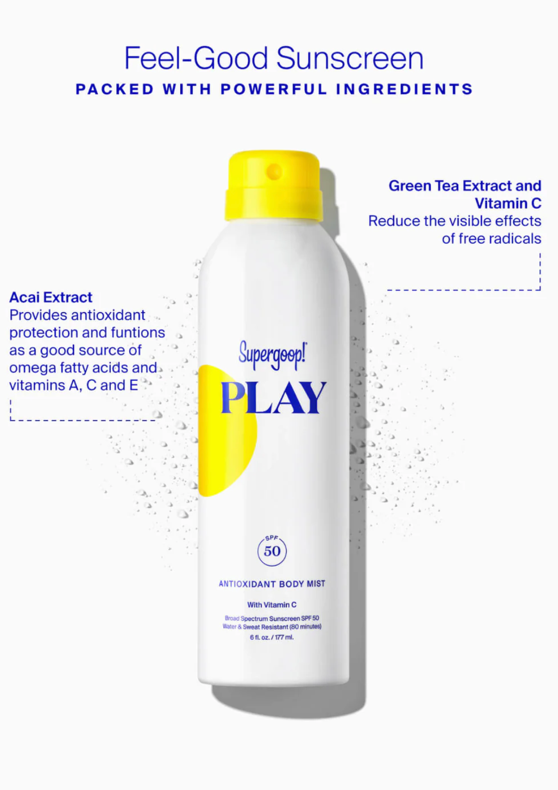 PLAY Antioxidant Body Mist SPF 50 with Vitamin C - Whipped Coconut 6oz