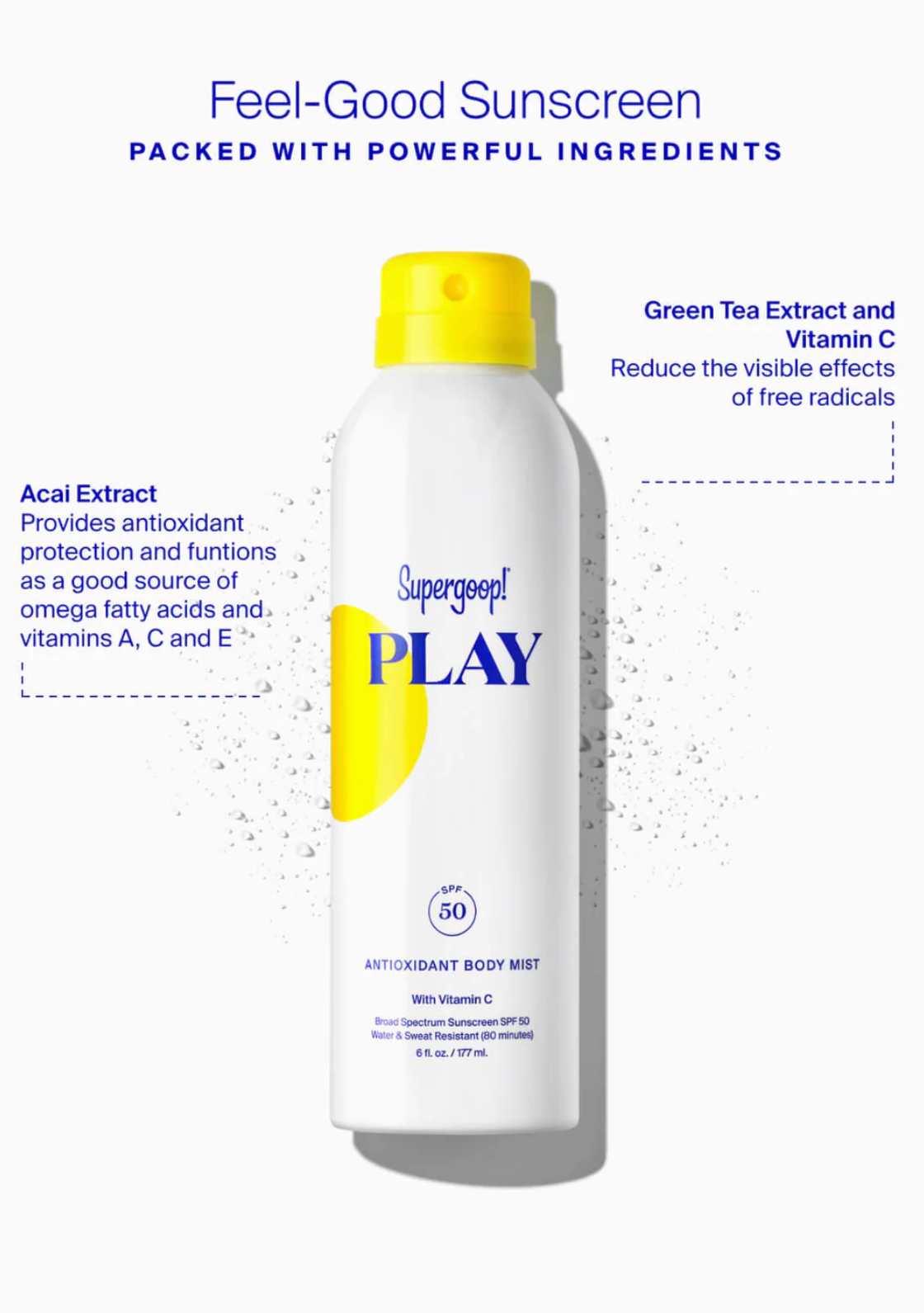 PLAY Antioxidant Body Mist SPF 50 with Vitamin C - Sunny Citrus 6oz