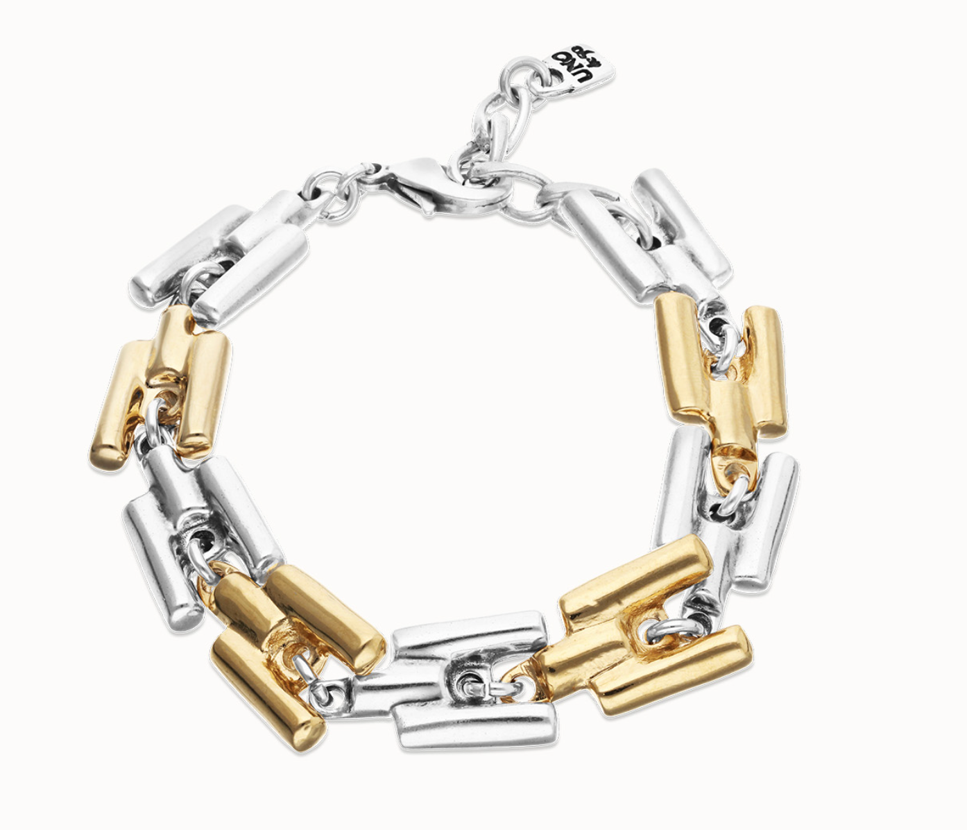 Half 18k gold half sterling silver alloy bracelet with links M