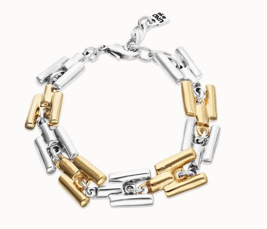 Half 18k gold half sterling silver alloy bracelet with links M