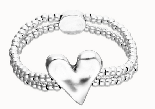 Metal alloy bracelet plated in sterling silver with heart detail M