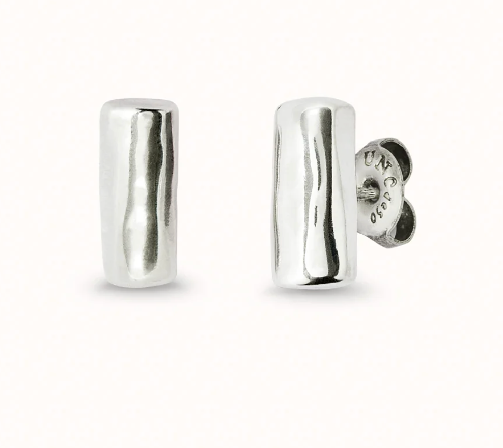 sterling silver plated metal alloy earrings with horizontal tube form