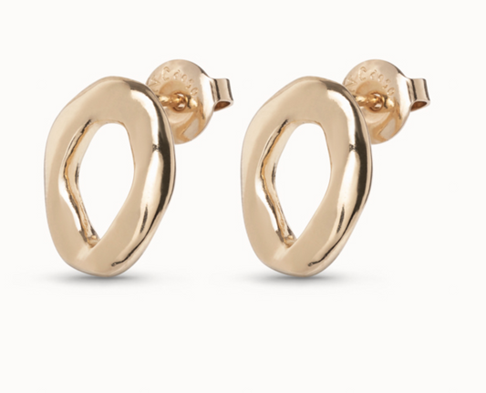 18k gold plated metal alloy earring with small oval link shape