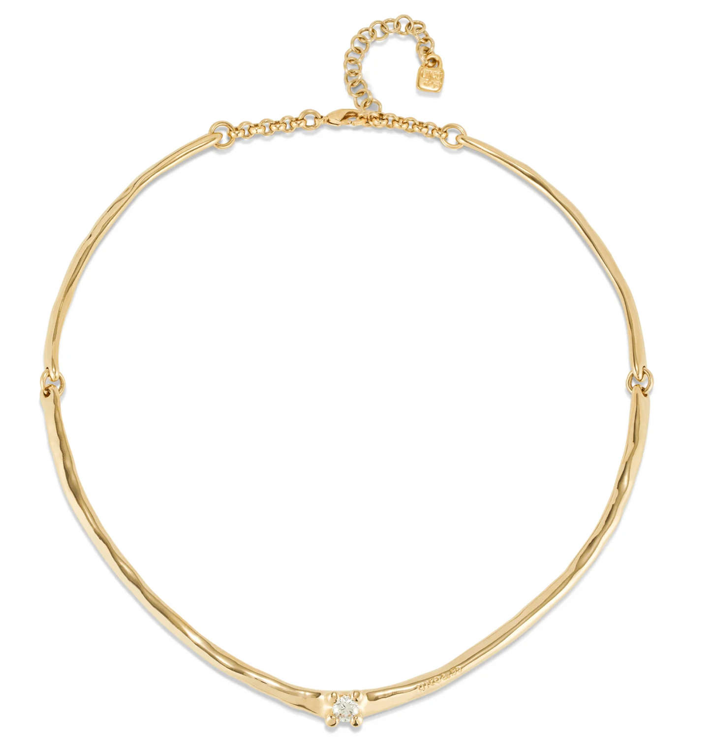 18k gold-plated metal alloy rigid necklace and white zircon