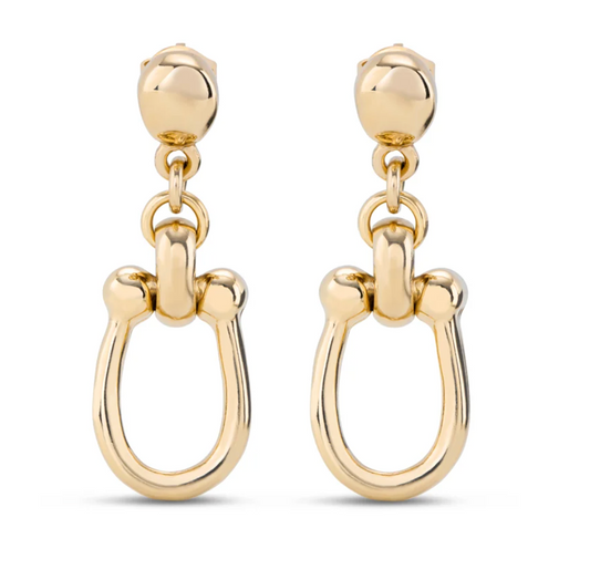 18k gold-plated metal alloy earrings with 1 medium link