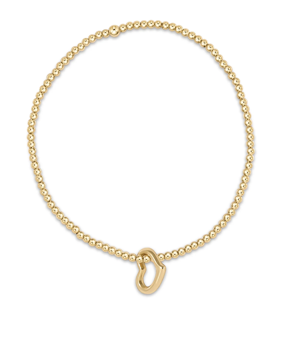 classic gold 2.5mm bead bracelet - love gold charm