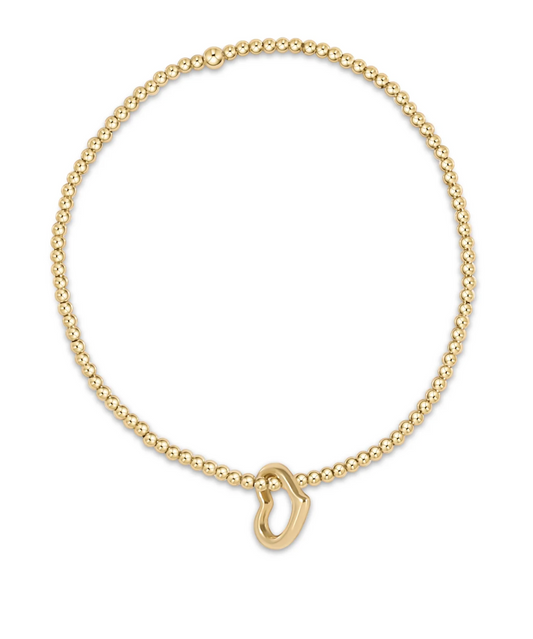 classic gold 2.5mm bead bracelet - love gold charm
