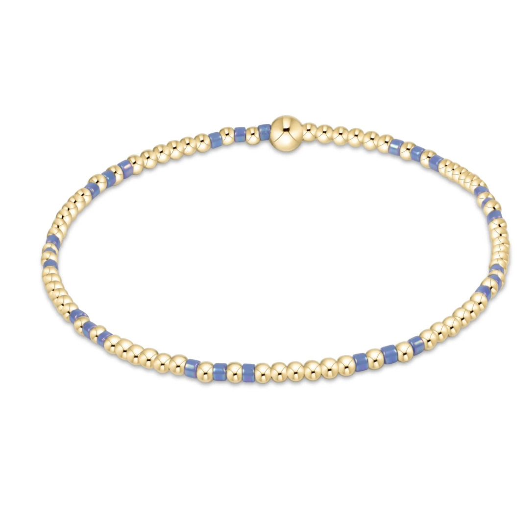Hope Joy Pattern 2mm Bead Bracelet - Bright Blue
