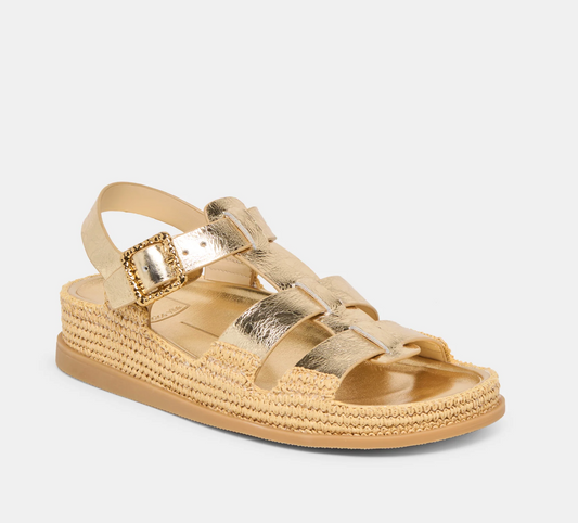 Shenna Sandals Gold Distressed Leather