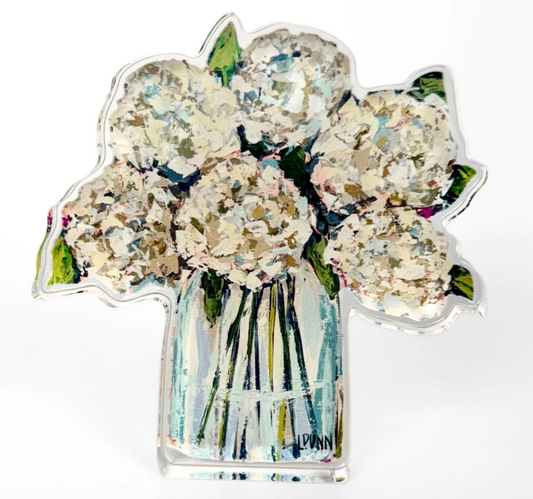 Hydrangeas in Cream Acrylic Floral Bitty