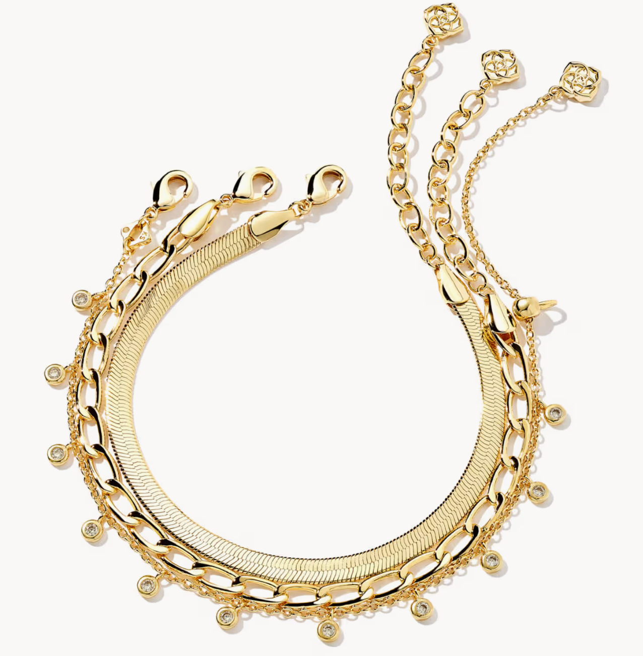 KASSIE SET OF 3 CHAIN BRACELET GOLD METAL