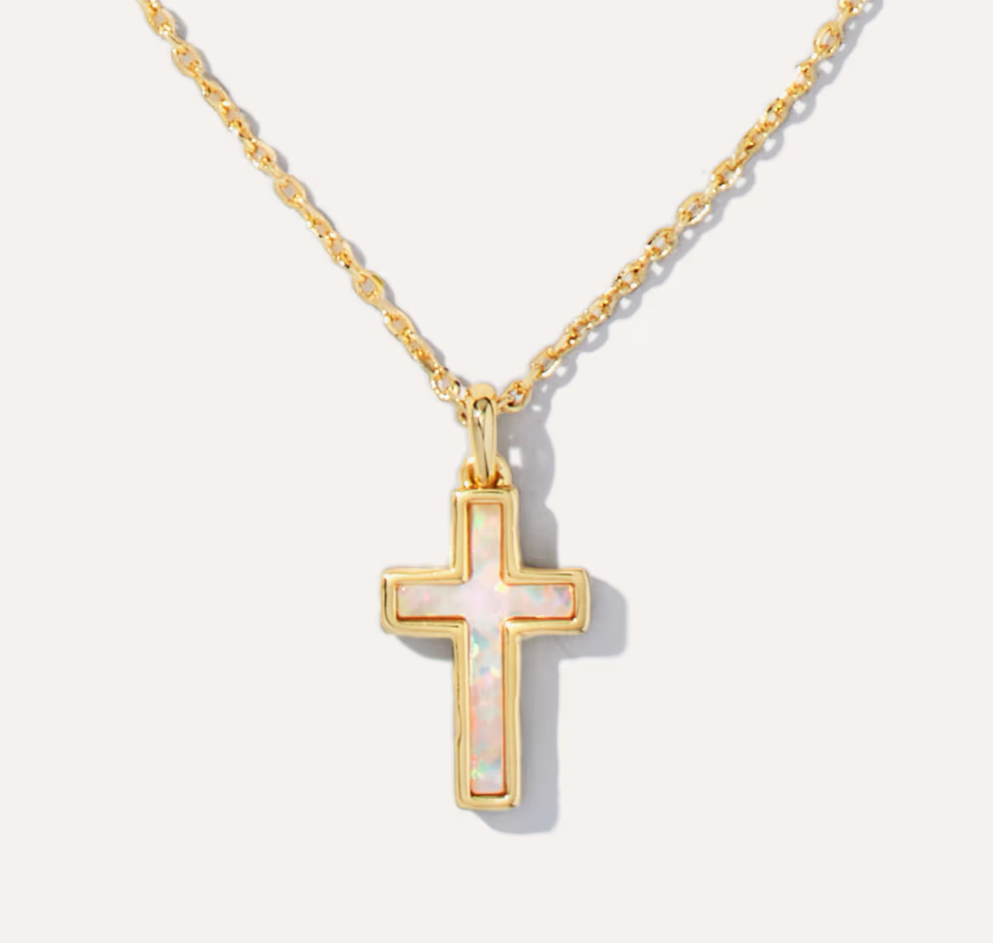 CROSS PND NCK GLD WHT OPAL