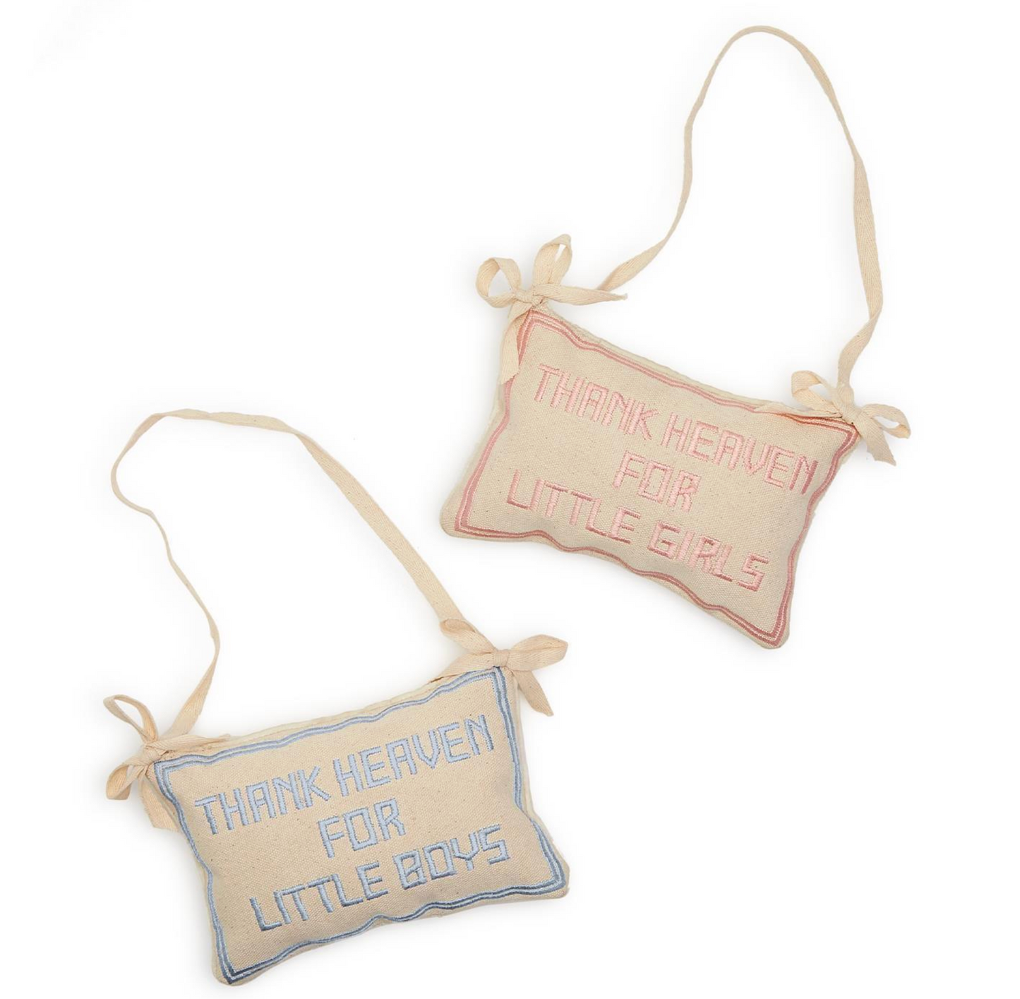 THANK HEAVEN EMBROIDERED PILLOW DOOR HANGER