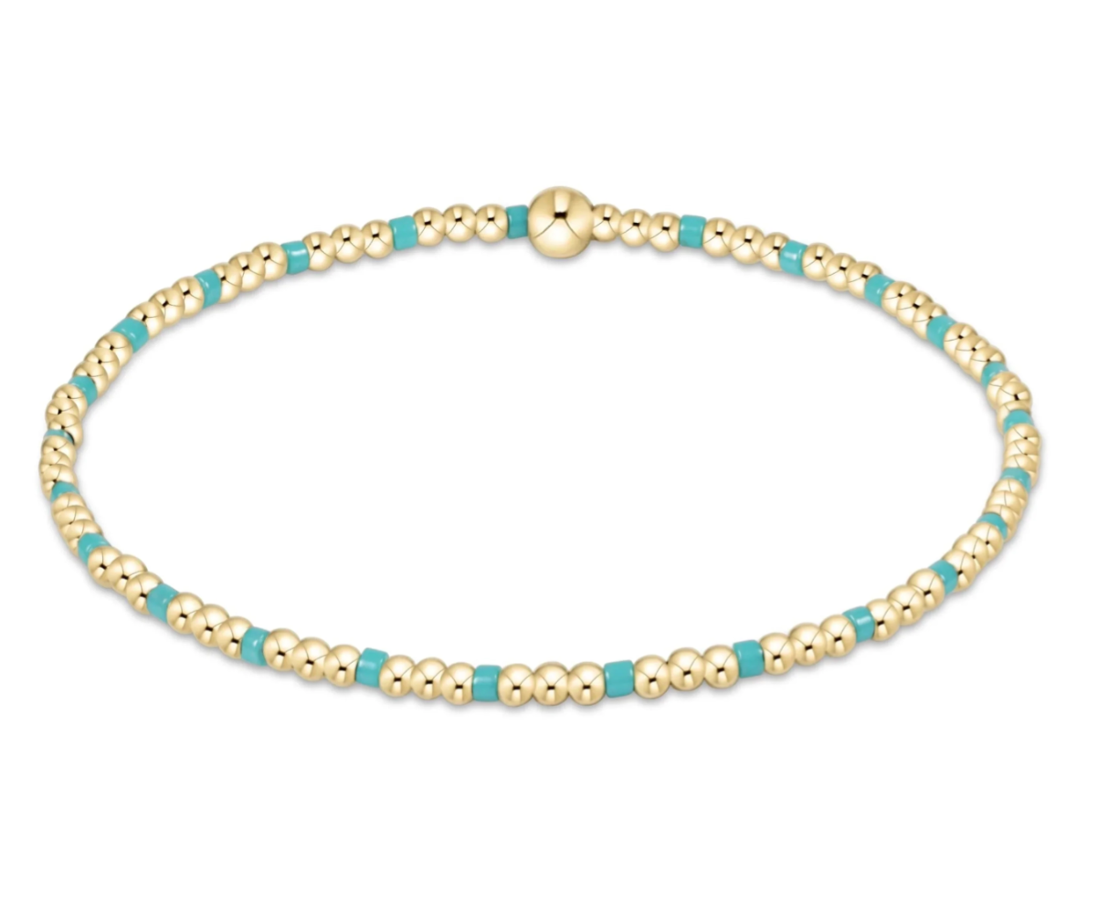 Hope Joy Pattern 2mm Bead Bracelet - Turquoise
