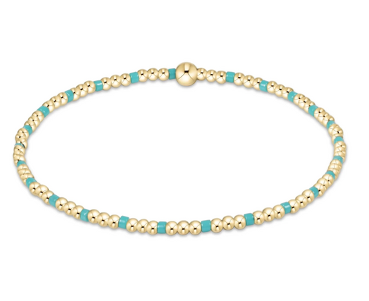 Hope Joy Pattern 2mm Bead Bracelet - Turquoise