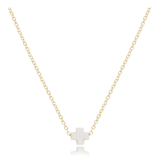16" NECKLACE GOLD - SIGNATURE CROSS SMALL OFF-WHITE