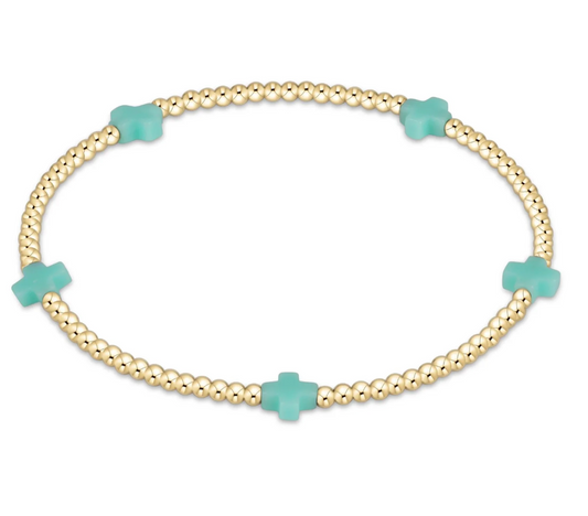 Signature Cross Small 2mm Gold Bracelet - Mint