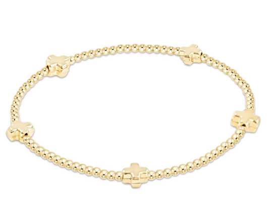Signature Cross Small 2mm Gold Bracelet - Gold