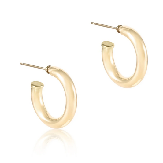 Round Gold 1" Post Hoop - 4mm - Smooth