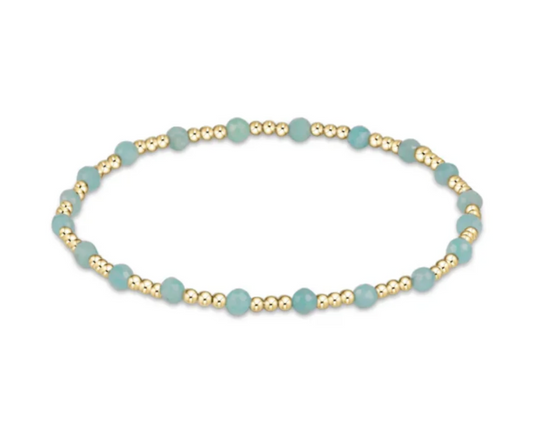 Gemstone Gold Sincerity Pattern 3mm Bead Bracelet - Amazonite