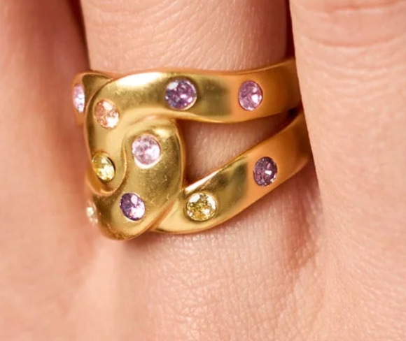 Infinity Ring - Rainbow-Gold-7