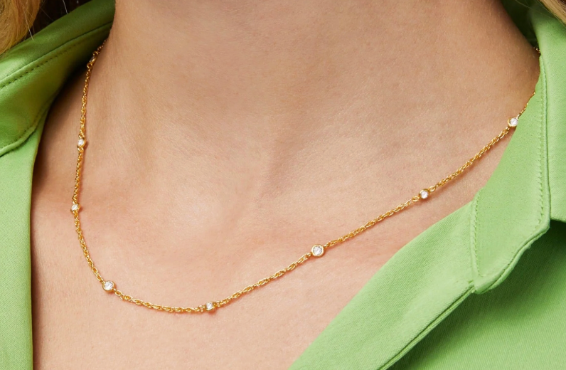 Celeste Delicate Station Necklace-Cubic Zirconia-OSA