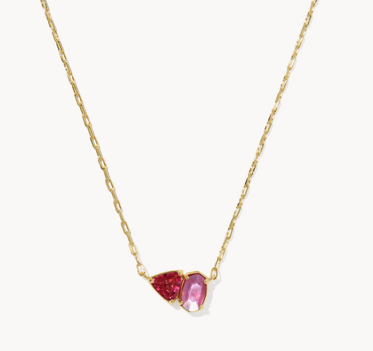 TATUM SHORT PENDANT NECKLACE GOLD AZALEA PINK MIX