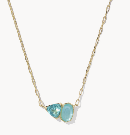 TATUM SHORT PENDANT NECKLACE GOLD BLUE MIX