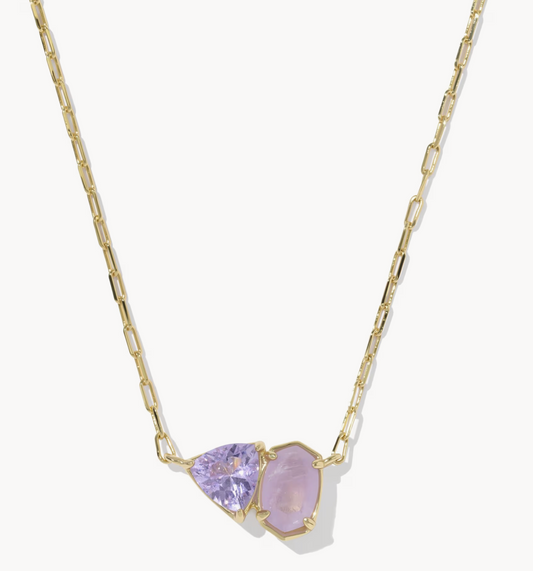 TATUM SHORT PENDANT NECKLACE GOLD PURPLE MIX