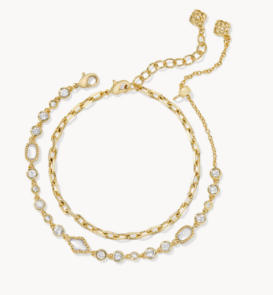 MINI ELISA ABBIE SET OF 2 DELICATE CHAIN BRACELETS GOLD PINK MIX