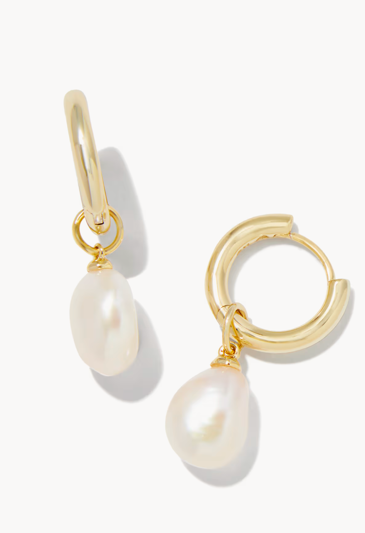 Willa Gold Pearl Huggie Earrings in Freshwater