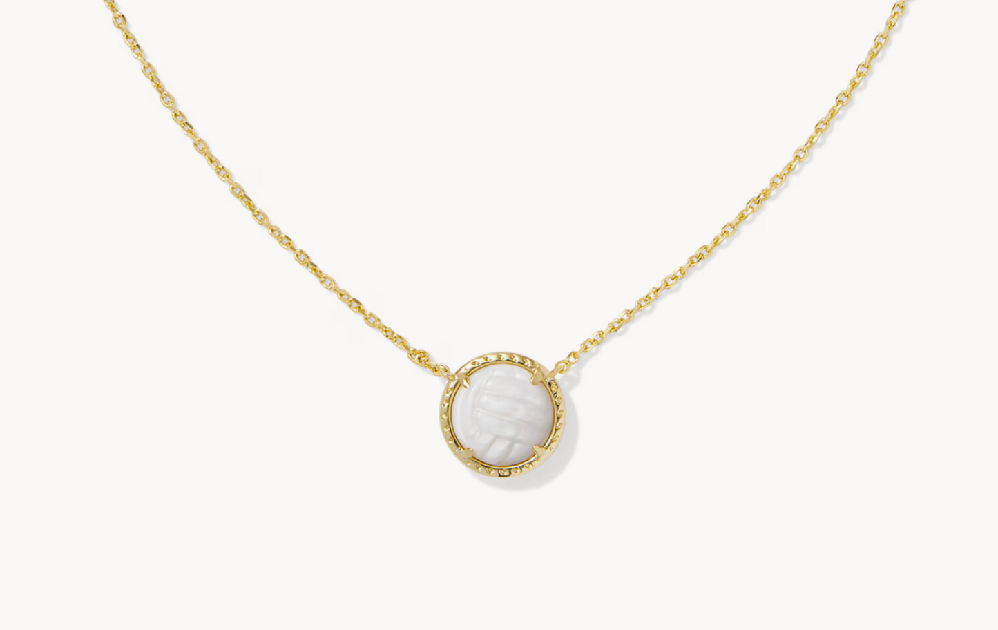 VOLLEYBALL SHORT PENDANT NECKLACE GLD WHT MOP