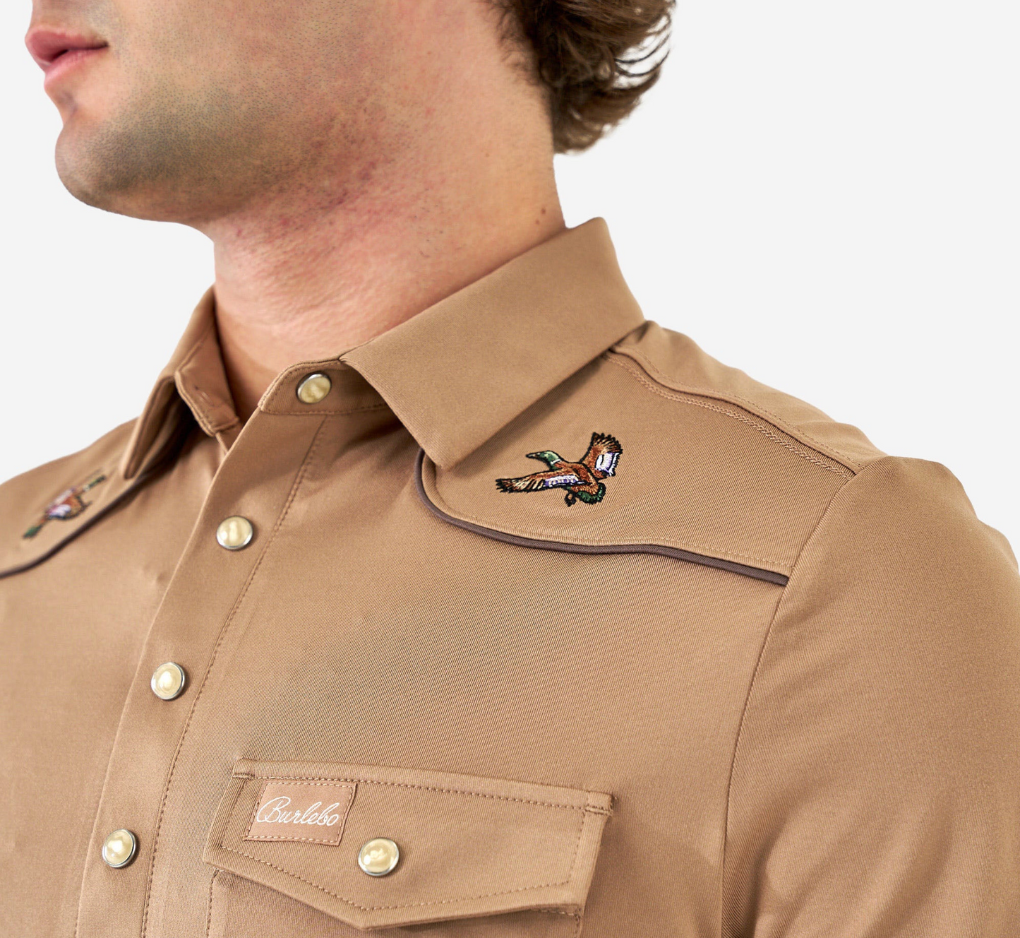 Pearl Snap Performance Polo - Mallards (Khaki)