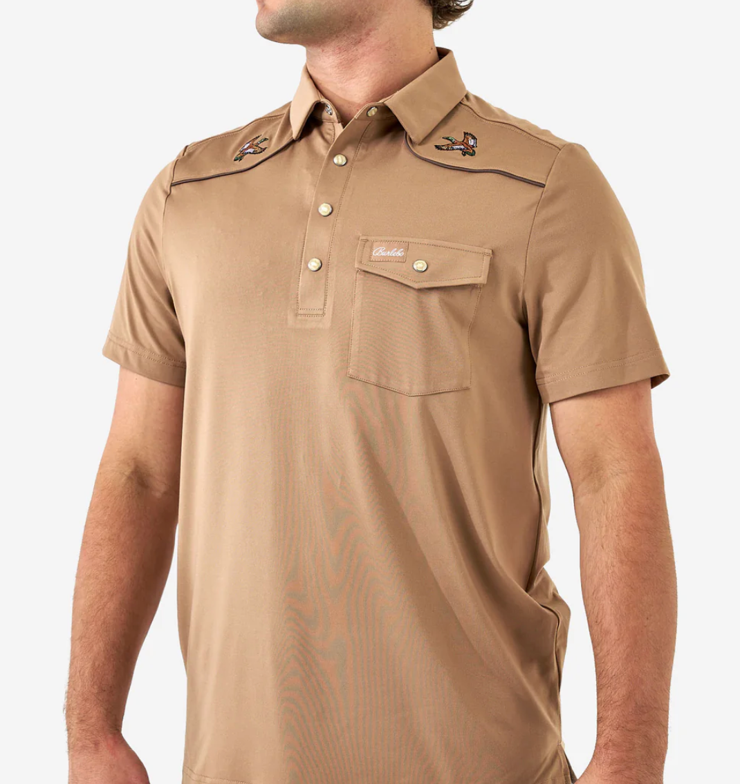 Pearl Snap Performance Polo - Mallards (Khaki)