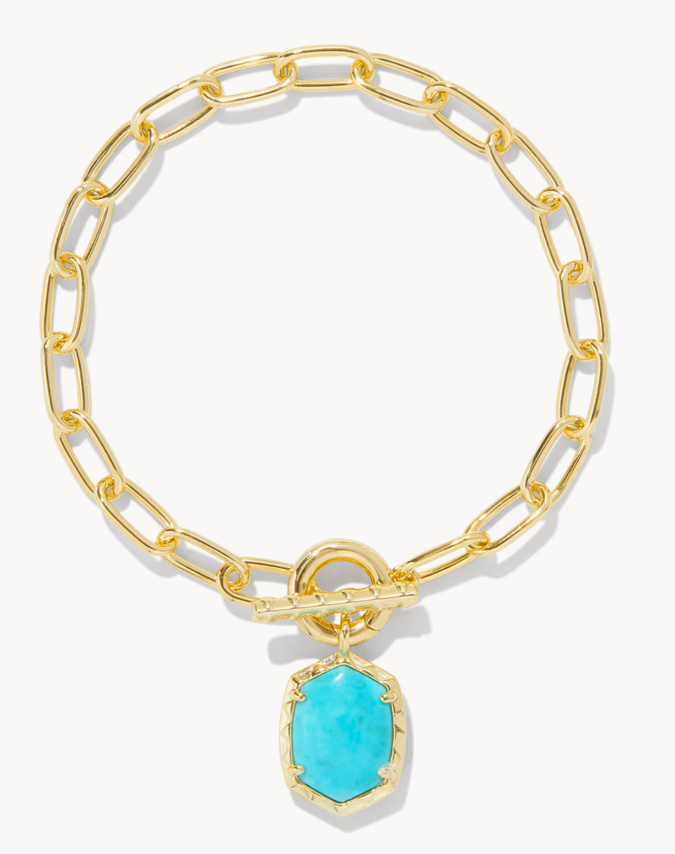 DAPHNE LINK AND CHAIN BRACELET GOLD VARIEGATED TURQUOISE MAGNESITE S/M