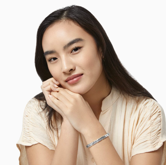 SIL/STN FOOTPRINTS BANGLE