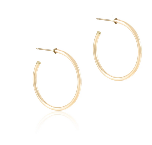 Round Gold 1.25" Post Hoop - 2mm - Smooth