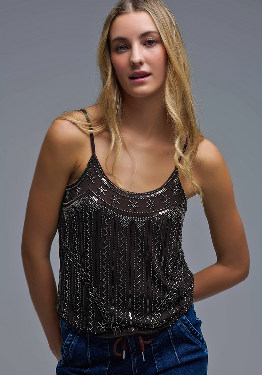 Vintage Embroidered Sequin Cami Top