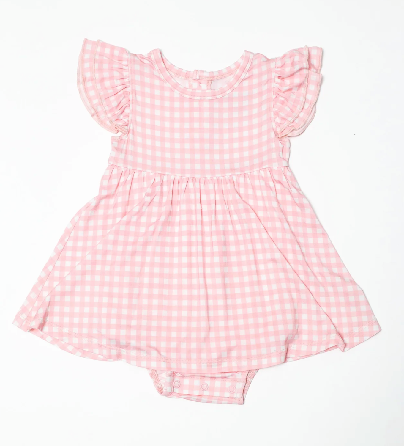 BODYSUIT DRESS-GINGHAM COTTAGE PINK