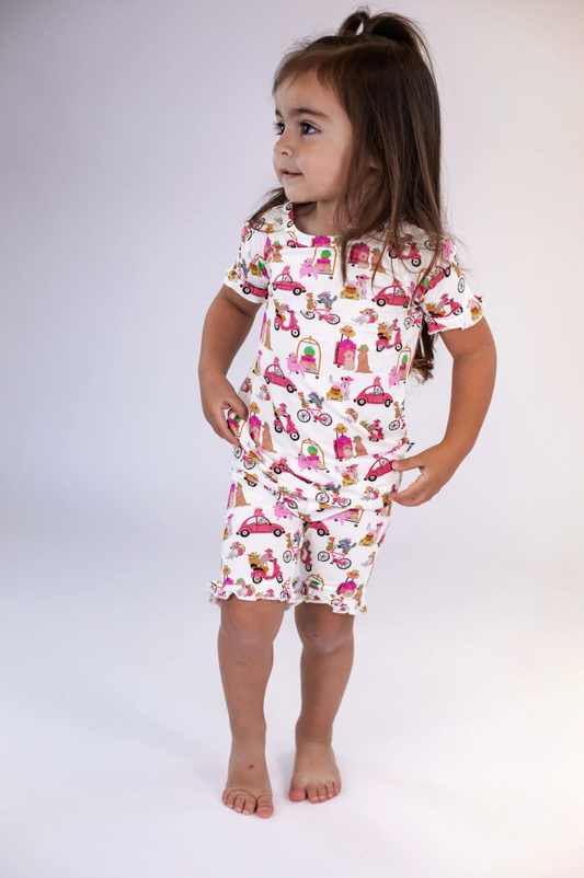 SS & SHORTS RUFFLE PJ-PUPPY CHIC