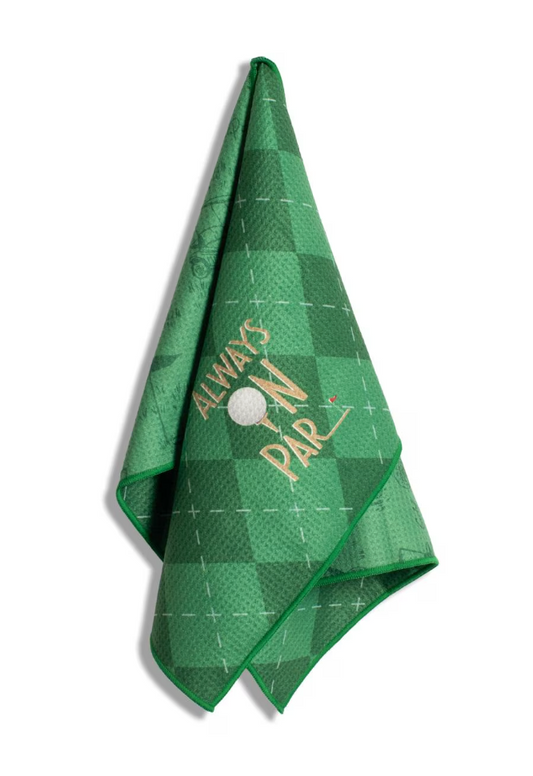 On Par Waffle Sports Towel   Green/Multi    17x24