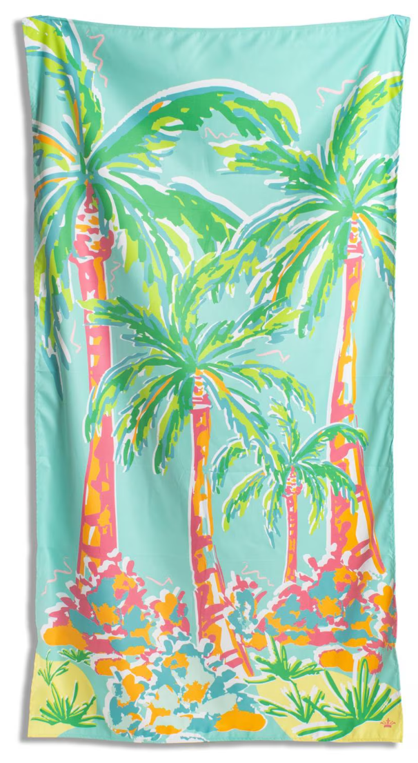 Caribbean Palm Giant Beach Towel    Aruba Blue/Multi    40x70
