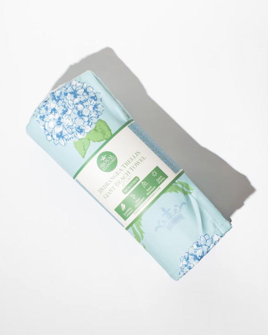 Hydrangea Trellis Giant Beach Towel       Blue/Green    40x70