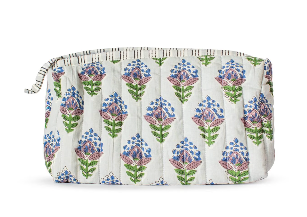 Leighton Quilted Cosmetic   Blue   10x6x5