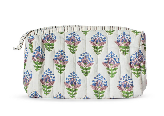 Leighton Quilted Cosmetic   Blue   10x6x5