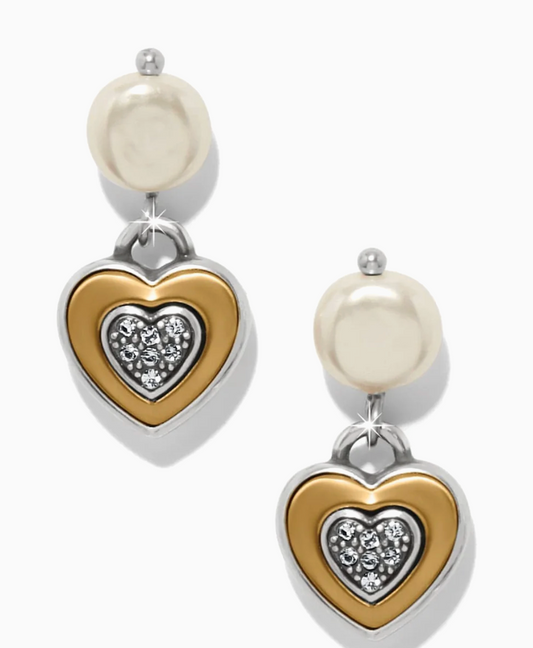 One Heart Pearl Post Drop Earr