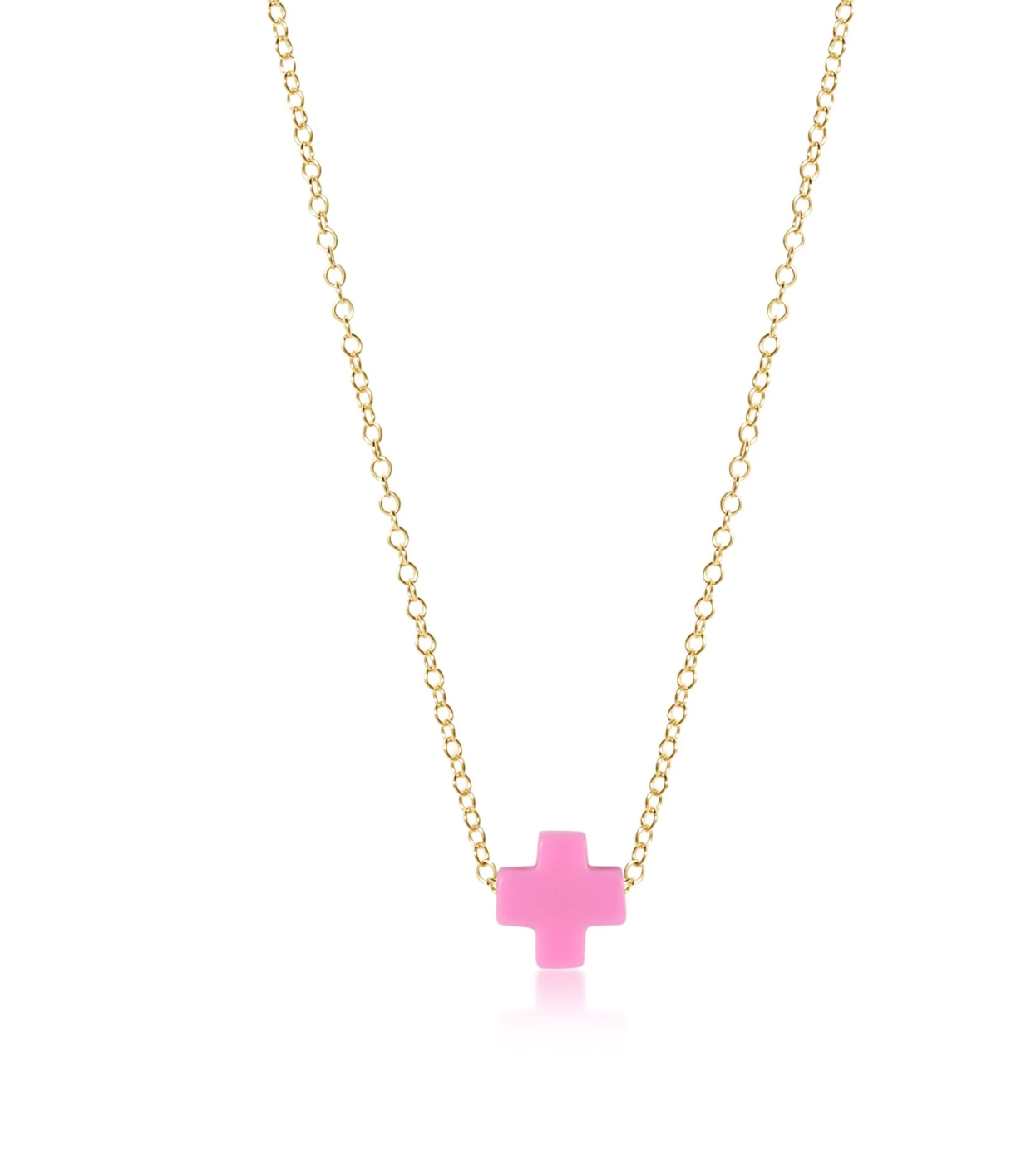 egirl 14" Necklace Gold - Signature Cross Bright Pink
