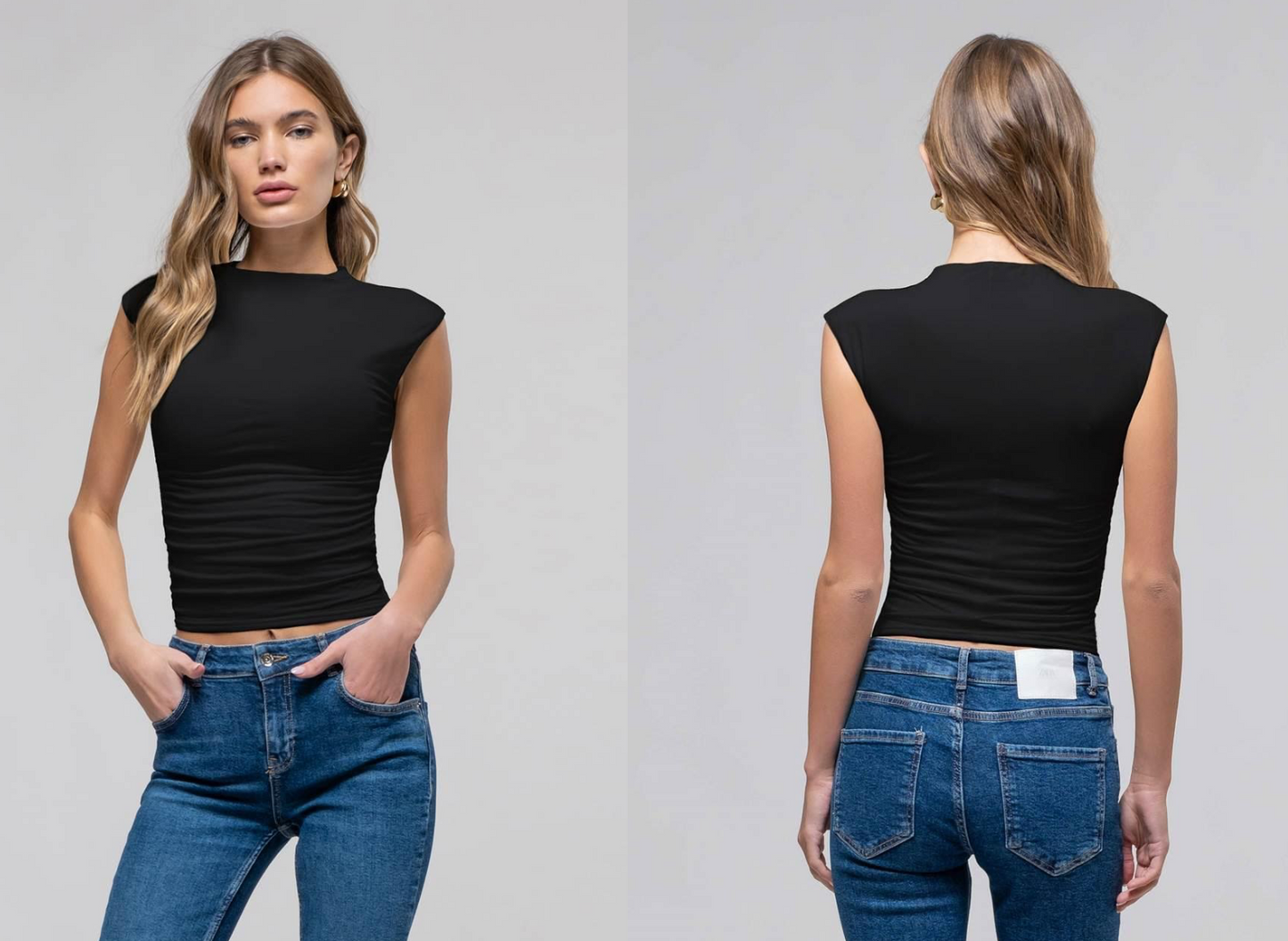 REVERSIBLE FUNNEL NECK SCRUNCH KNIT TOP