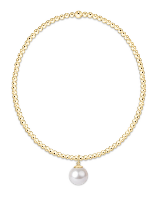 Classic Gold 2mm Bracelet - Classic Pearl 8mm Char